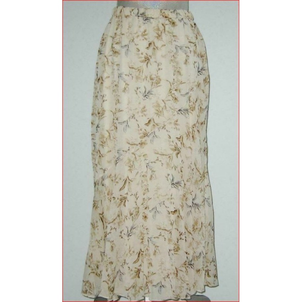 Drew Women Long Maxi Skirt 3848 Nentural Beige Floral Polyester XS NEW $234